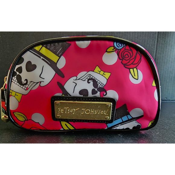 Betsey Johnson Handbags - Betsey Johnson pink skull make up bag